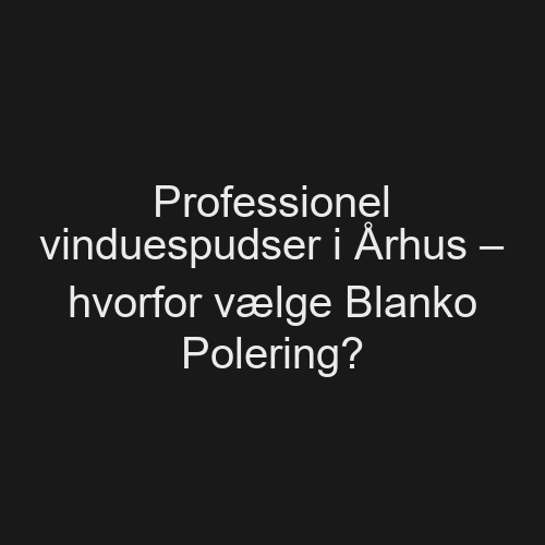 Professionel vinduespudser i Århus – hvorfor vælge Blanko Polering?
